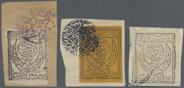 Yemen: 1926 First Issue Complete Set Of Three, Each Stamp Tied By Native Postmar - Yemen