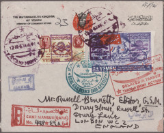 Yemen - Kingdom: 1967 Registered Cover To London Franked By Surcharged "For Pois - Yemen