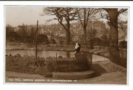 Real Photo Postcard, Sussex, Hastings, St. Leonards-on-Sea, Gensing Gardens, The Pool, Pond, Park, 1938. - Hastings