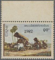 Laos: 1982 10k. With Sheet Margin At Top, Overprinted "1982" With Variety "inver - Laos
