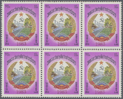 Laos: 1983 Provisional 10k. Optd. "1983" In Red, BLOCK OF SIX, Mint Never Hinged - Laos