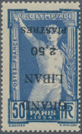 Lebanon: 1924, Olympic Games Paris, 2.50pi. On 50c. Blue With Inverted Overprint - Líbano