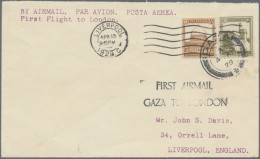 Palestine: 1929 First Flight GAZA-LONDON Cover Franked 28m. (rate For Single Wei - Palestine