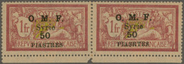 Syria: 1920, 50pi. On 1fr. Carmine/olive, Surcharge Type III, Previous Bottom Ma - Syrië