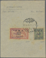 Syria: 1920, Airmail Handstamps, 5pi. On 15c. Olive-green And 10pi. On 40c. Red/ - Siria