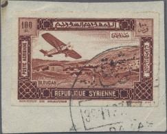 Syria: 1934, 10th Anniversary Of Republic, Airmail Stamp 100pi. Brown Imperforat - Siria