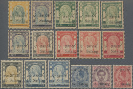 Thailand: 1910 Provisionals: Set Of 16 Different Stamps Including New Values Fro - Thaïlande