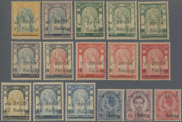 Thailand: 1910 Provisionals: Set Of 16 Different Stamps Including New Values Fro - Tailandia