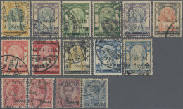 Thailand: 1910 Provisionals: Set Of 15 Different Stamps From 2s. On 1a. To 14a. - Tailandia