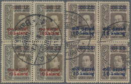 Thailand: 1914-15 Provisionals Complete Set Of Four Values Each In Block Of Four - Thailand