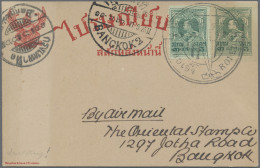 Thailand: 1923 Special Air Mail Roi-Ed To Bangkok: P/s Card 3s. Green Uprated Si - Tailandia