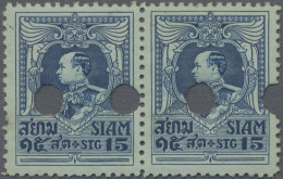 Thailand: 1926 'King Vajiravudh Rama VI' 15st. Dark Blue/bluish, Perf 12½, Very - Thailand