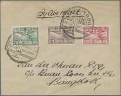 Thailand: 1925 Special Air Mail Ubol To Bangkok: Cover Franked 1925 Air 3s., 5s. - Thaïlande