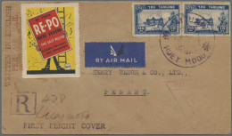 Thailand: 1941 First Flight Huey Mood To Penang: Registered And Censored Cover T - Thaïlande