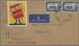 Thailand: 1941 First Flight Huey Mood To Penang: Registered And Censored Cover T - Tailandia