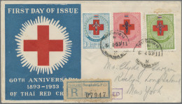 Thailand: 1953 Red Cross Complete Set On Illustrated FDC Sent Registered To New - Thaïlande