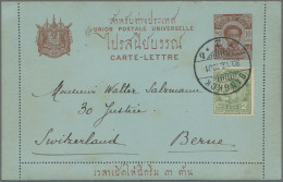 Thailand - Postal Stationery: 1901 Postal Stationery Letter Card 10a. Brown On B - Tailandia