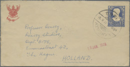 Thailand - Postal Stationery: 1928 Postal Stationery Envelope 15s. Blue Used Fro - Tailandia