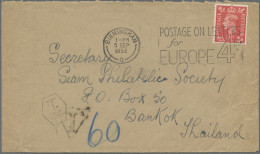 Thailand - Incoming Mail: 1952 Cover From Birmingham To Bangkok, Insufficiently - Thaïlande