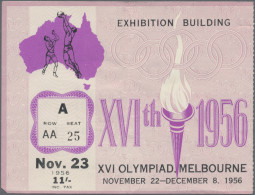 Thematics: Olympic Games: 1956. Melbourne Olympics. Lot Includes An Entry Ticket - Other & Unclassified