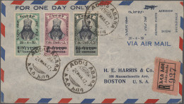 Ethiopia: 1947, "Reopening Of Airmail Service" Complete Set Of Three Used On Spe - Ethiopië