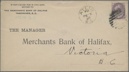Canada: 1900, Atlin B.C., Gold Rush/Winter Mail, Bank Cover Bearing 2c. Violet F - Covers & Documents