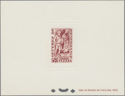 Fezzan: 1950/1951, 15+5 Reddish Brown And 25+5 Blue, Semi Postals "Oeuvres De Be - Covers & Documents