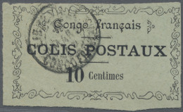 French Congo: 1891 Parcel Stamp 10c. Black On Greenish Blue, Type I, Used With " - Usados