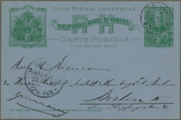 Haiti: 1898/1902, Three Used Stationery Cards: 3c. Light Green On Cream Used Fro - Haití