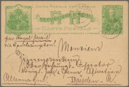 Haiti: 1901/1916, Two Commercially Used Stationery Cards: 3c. Light Green On Cre - Haiti