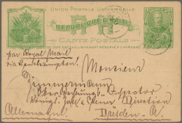 Haiti: 1901/1916, Two Commercially Used Stationery Cards: 3c. Light Green On Cre - Haití