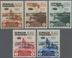 Italian Somaliland: 1934, Somalia Italiana. Sassone #2/6 All MNH, Signed "Sanabr - Somalia