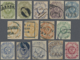 Columbia: 1859 First Issue: Group Of 14 Stamps, From 2½c. To 1p., Used Except On - Colombie
