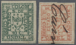 Columbia - Bolivar: 1863 Coat Of Arms 10c. Green Mint Lightly Hinged, And 10c. R - Colombia