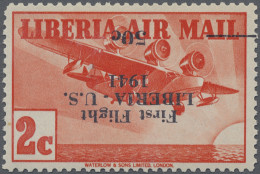 Liberia: 1941 Air 50c On 2c Showing OVERPRINT INVERTED, Mint Never Hinged, Fresh - Liberia