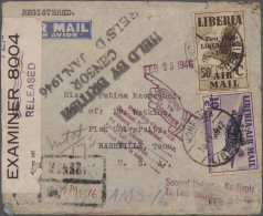 Liberia: 1941 Air 50c And 50c On 10c Used On Registered Cover From Monrovia To N - Liberia