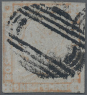 Mauritius: 1848-59 Latest Impression 1d. Red On Bluish Paper, Used With Oval Of - Maurice (...-1967)