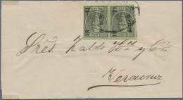 Mexico: 1871 Hidalgo 12c. Black On Green Horizontal Pair With Surcharge Error "1 - Mexiko