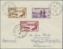 St. Pierre Et Miquelon: 1938, Definitives Views, 5c. Carmine, 10c. Bistre And 30 - Other & Unclassified