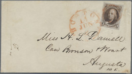 United States: 1847, Franklin 5c. Used On Boston-Augusta Cover. - Cartas & Documentos