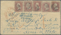 United States: 1862, "AMERICA/ ÜBER BREMEN/ FRANCO", Blauer L3 Auf Brief Mit Fün - Covers & Documents