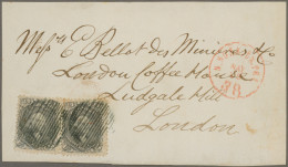 United States: 1862, Washington 24c. Grey-lilac, Two Copies Applied As A Pair On - Sonstige & Ohne Zuordnung