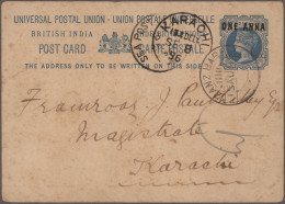 Zanzibar - Postal Stationery: 1895 Indian Postal Stationery Card 1a. On 1½a. Blu - Zanzibar (...-1963)