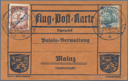 Air Mail - Germany: 1912 Vier Karten Mit Flugpost Am Rhein & Main, Frankiert Mit - Luft- Und Zeppelinpost