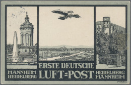 Air Mail - Germany: 1912, 5 Pf Germania Friedensdruck, Zwei Werte Auf Zwei "Offi - Luchtpost & Zeppelin