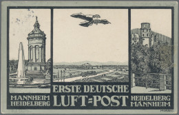 Air Mail - Germany: 1912, 5 Pf Germania Friedensdruck, Zwei Werte Auf Zwei "Offi - Poste Aérienne & Zeppelin