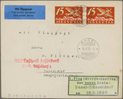 Air Mail - Germany: 1926,20.4., Erstflug Düsseldorf-Basel Auf Brief (oben Etwas - Luft- Und Zeppelinpost