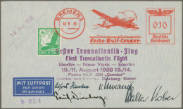 Air Mail - Germany: 1938, 10.08, Erster Transatlantikflug Berlin-New-York Und Zu - Luchtpost & Zeppelin