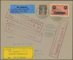 Airmail - Europe: 1926, 15.5., SCHWEIZ, Erstflug Basel-Dresden Auf Brief Mit 5 R - Autres - Europe