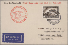 Zeppelin Mail - Germany: 1930, Südamerikafahrt, 4 RM Südamerikafahrt Als EF Auf - Correo Aéreo & Zeppelin